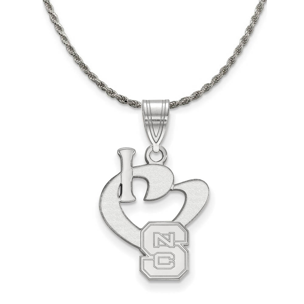 Sterling Silver North Carolina I Love Logo Necklace