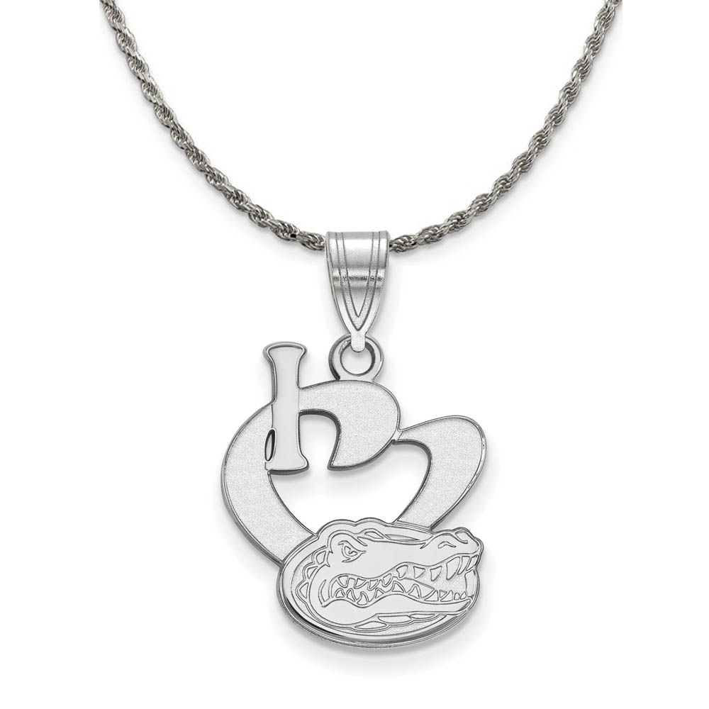 Sterling Silver U. of Florida Gators I Love Logo Necklace
