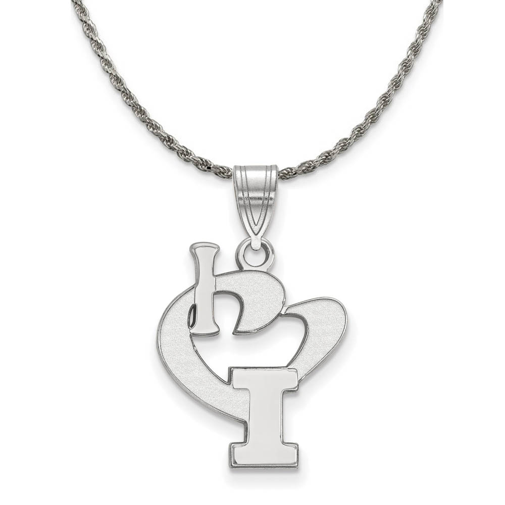 Sterling Silver U. of Illinois I Love Logo Necklace