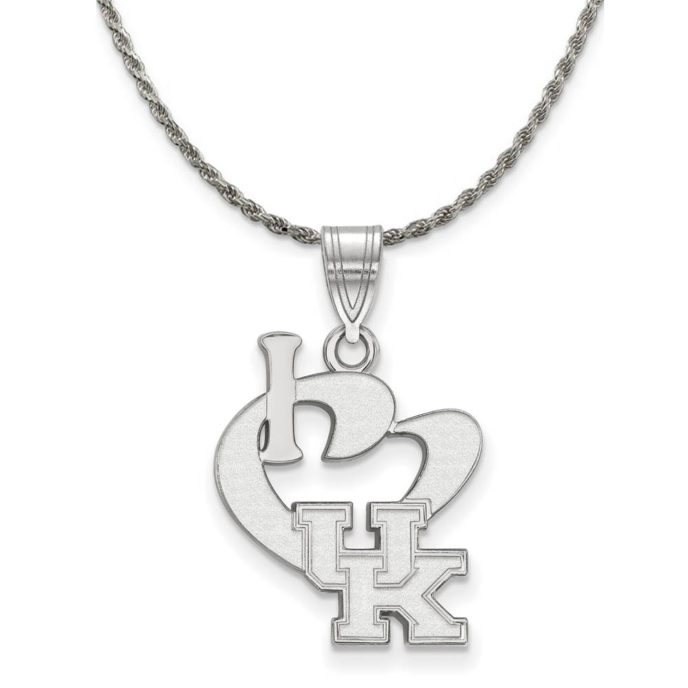 Sterling Silver U. of Kentucky I Love Logo Necklace