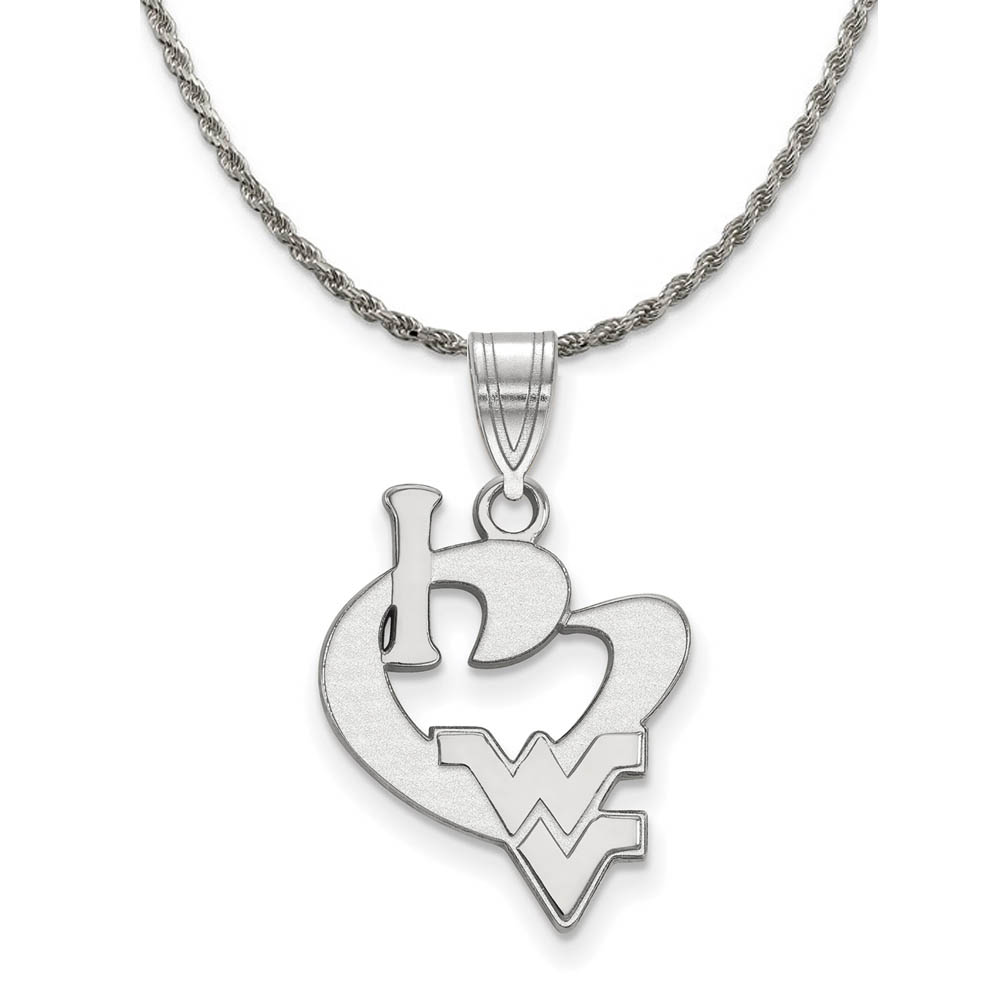 Sterling Silver West Virginia U I Love Logo Necklace