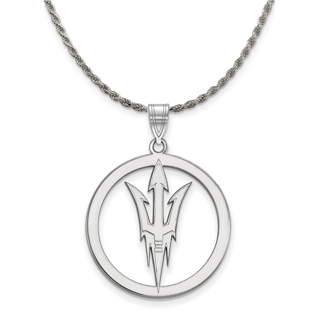 Sterling Silver Arizona State Circle Pendant Necklace