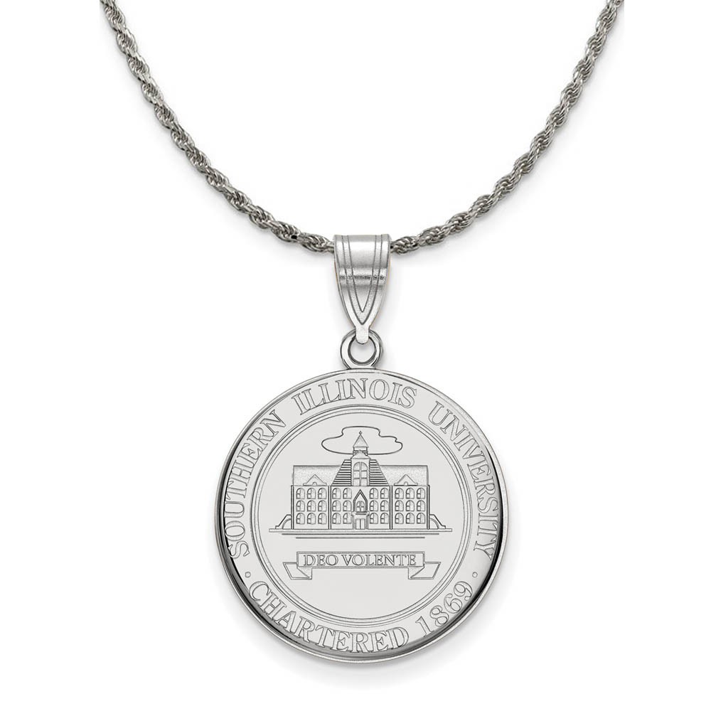 Sterling Silver Southern Illinois U. Crest Disc Necklace