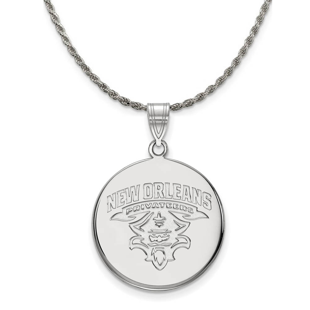 Sterling Silver U. of New Orleans Disc Pendant Necklace