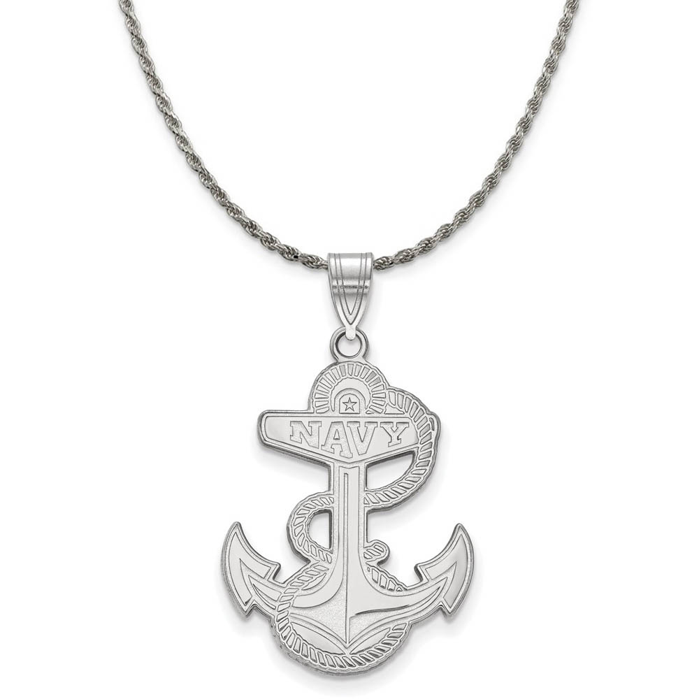 Sterling Silver U.S. Navy Large Pendant Necklace