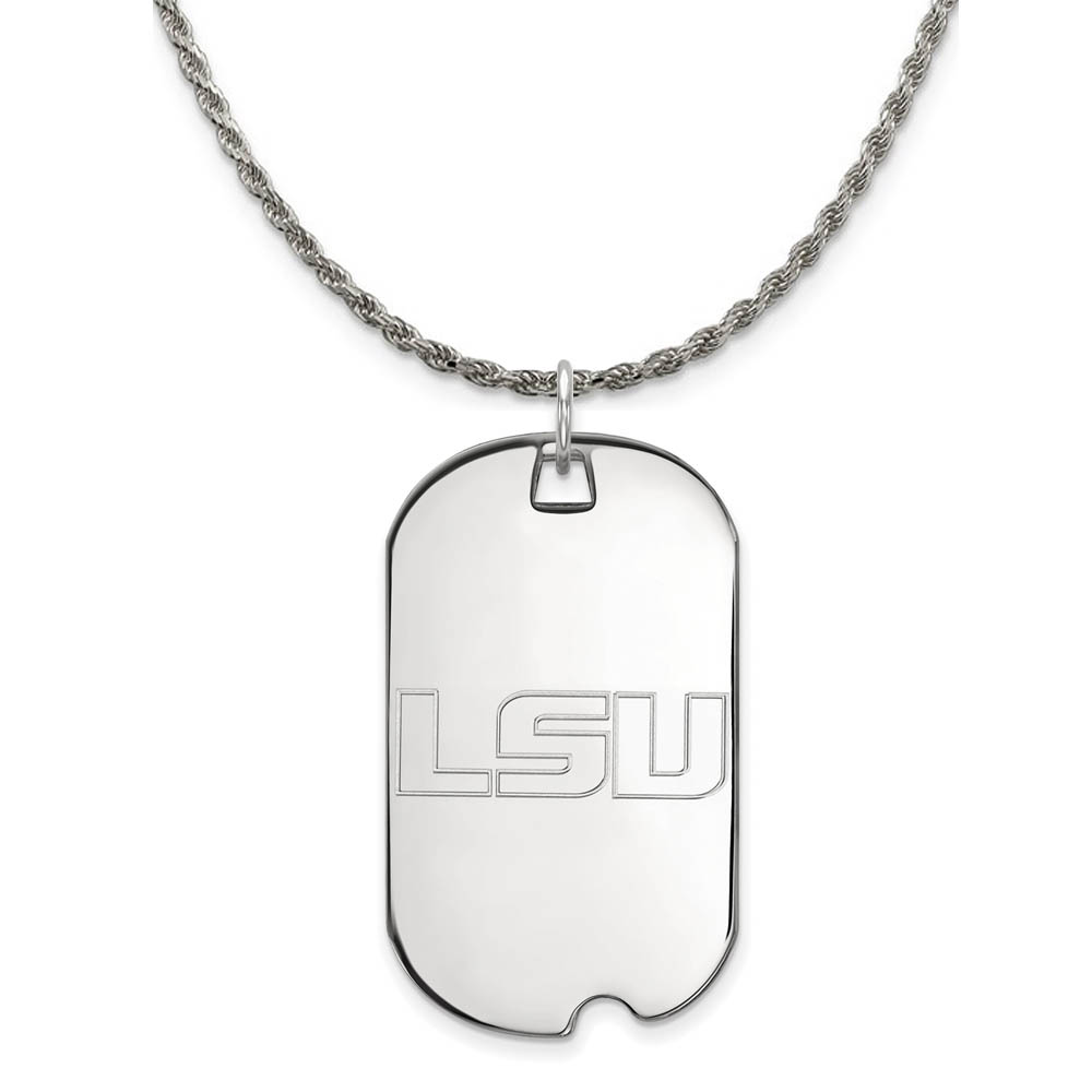 Sterling Silver Louisiana State Dog Tag Necklace