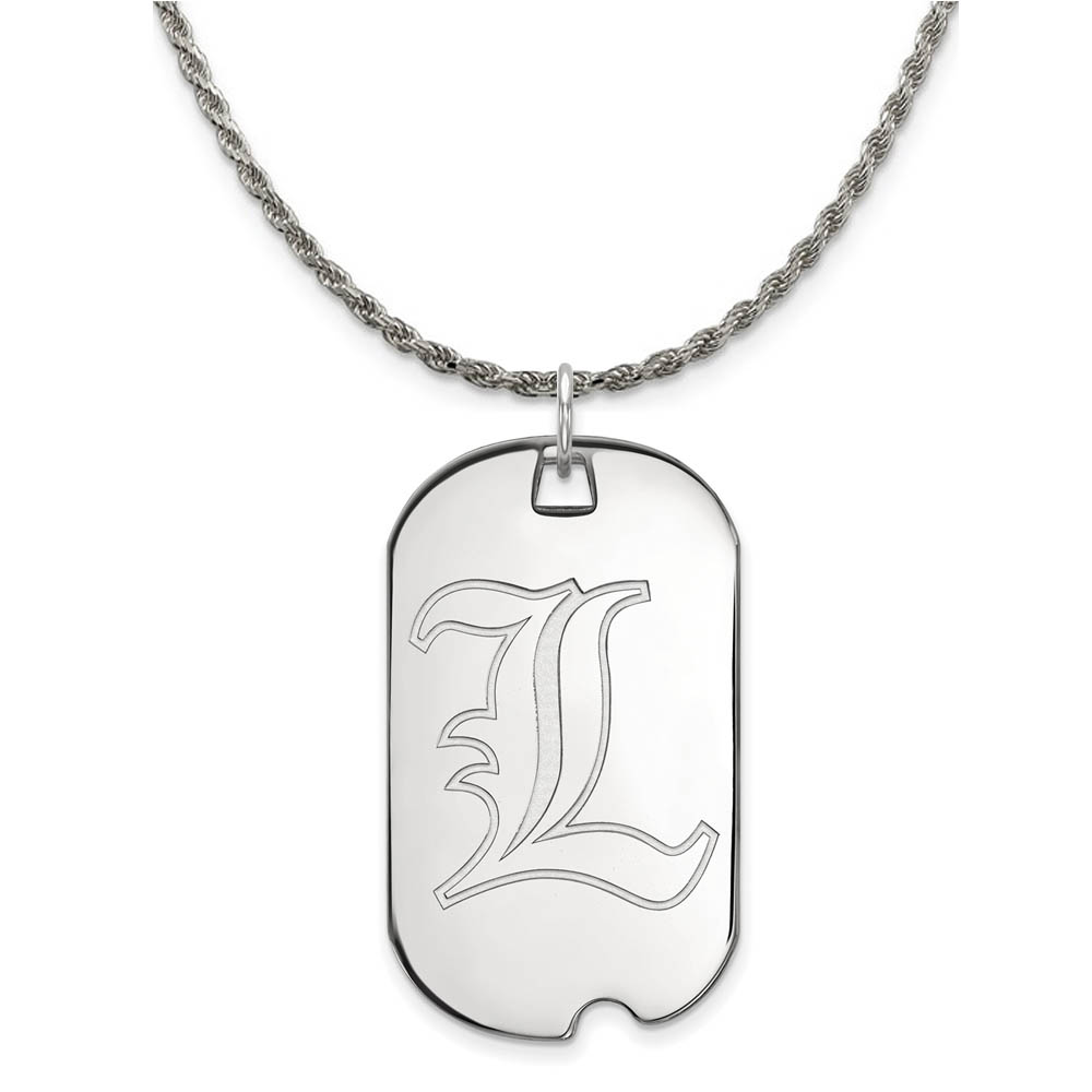 Sterling Silver U. of Louisville Dog Tag Pendant Necklace