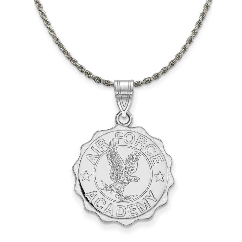 Sterling Silver Air Force Academy Crest Disc Necklace