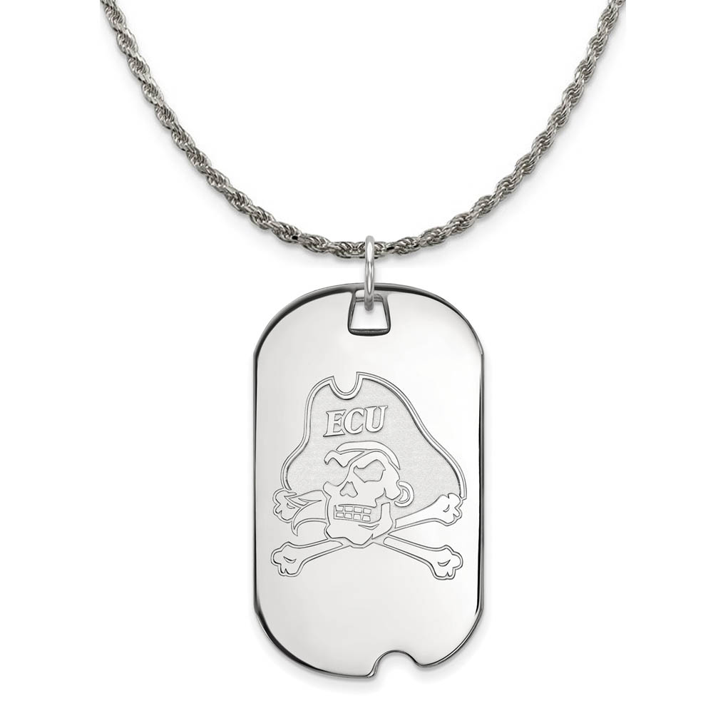 Sterling Silver East Carolina U Dog Tag Necklace