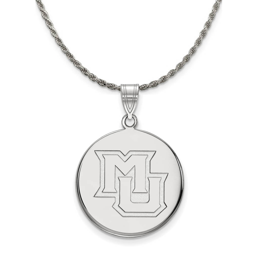 Sterling Silver Marquette U Disc Pendant Necklace