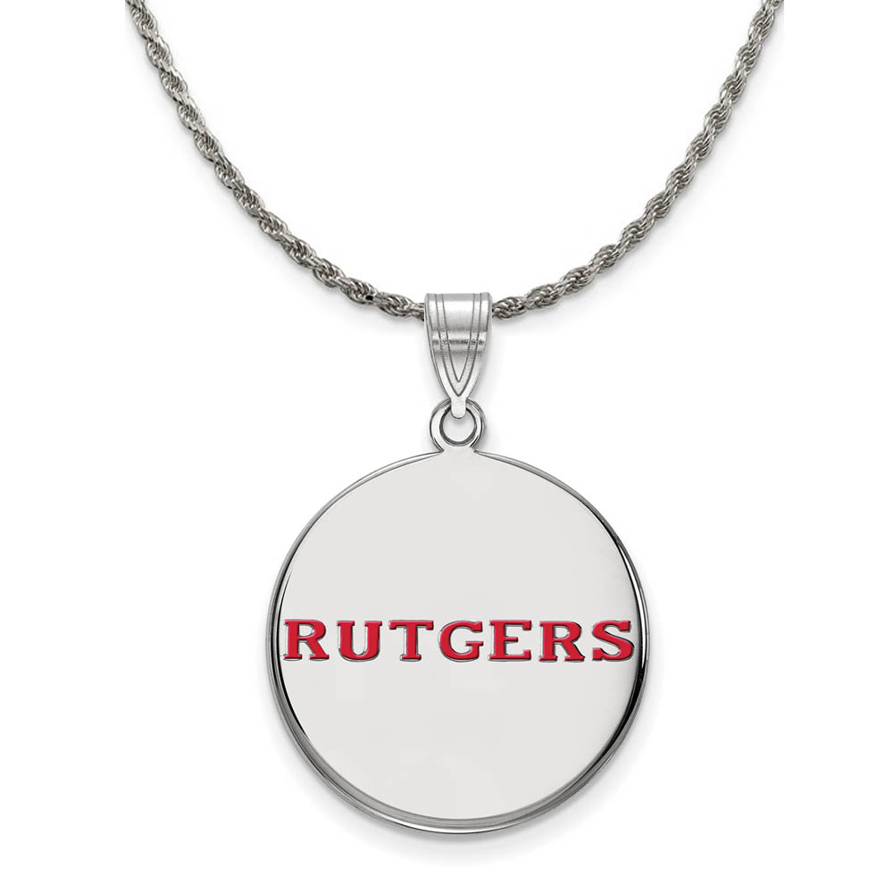 Sterling Silver Rutgers Enamel Disc Pendant Necklace
