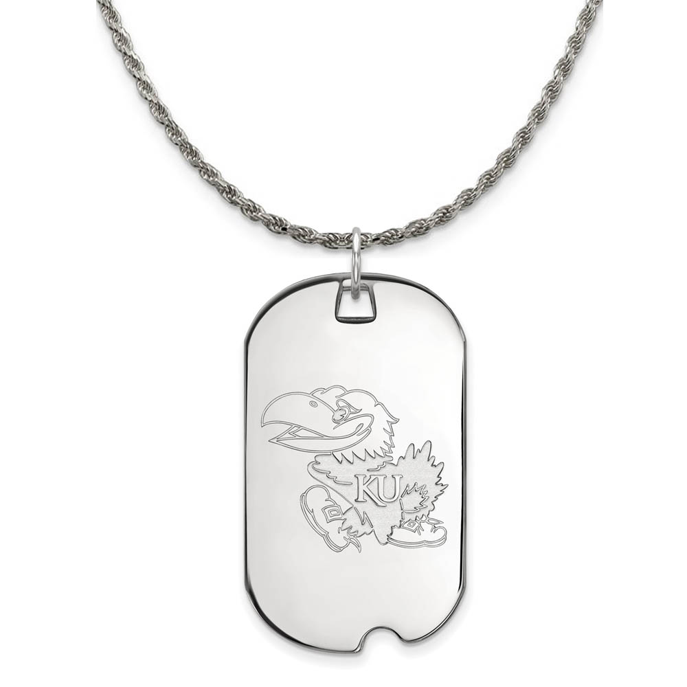 Sterling Silver U. of Kansas Dog Tag Pendant Necklace