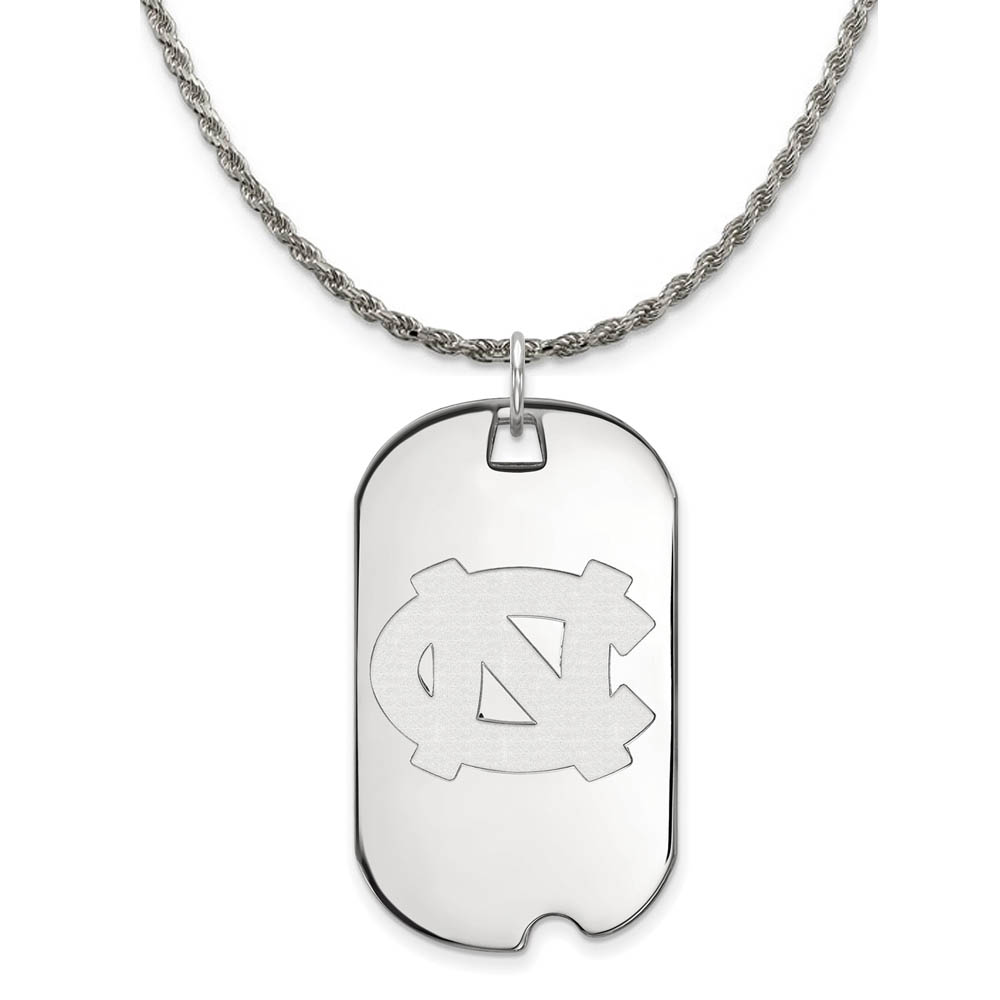 Sterling Silver North Carolina Tarheels Dog Tag Necklace