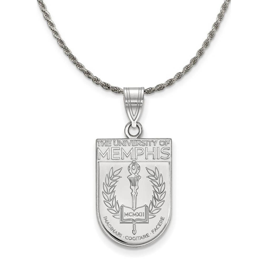 Sterling Silver U. of Memphis Crest Shield Necklace
