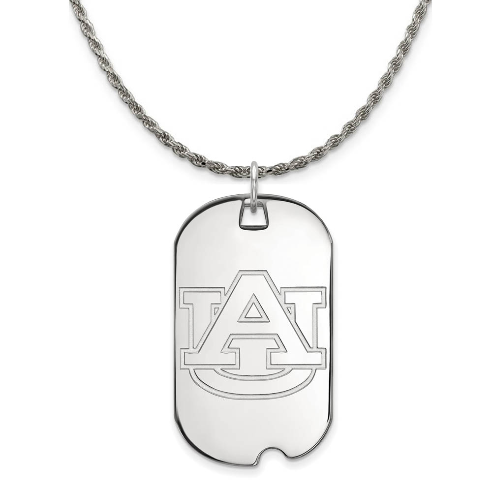 Sterling Silver Auburn U Dog Tag Pendant Necklace