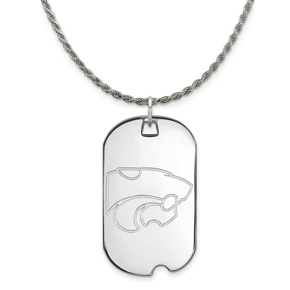 Sterling Silver Kansas State Dog Tag Pendant Necklace