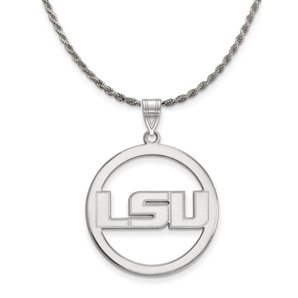 Sterling Silver Louisiana State Circle Pendant Necklace