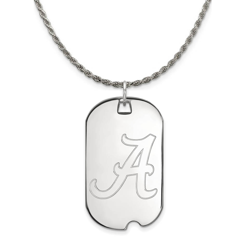 Sterling Silver U. of Alabama Initial A Dog Tag Necklace