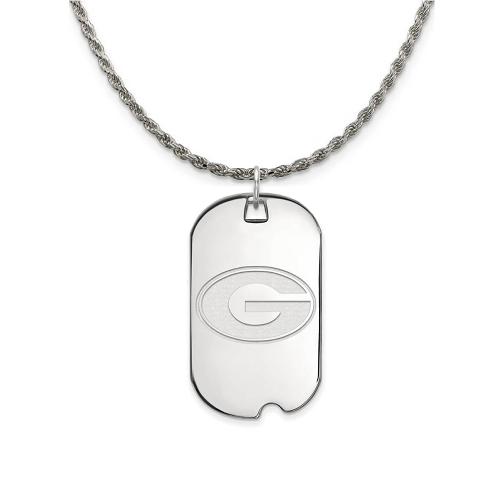 Sterling Silver U. of Georgia Dog Tag Pendant Necklace