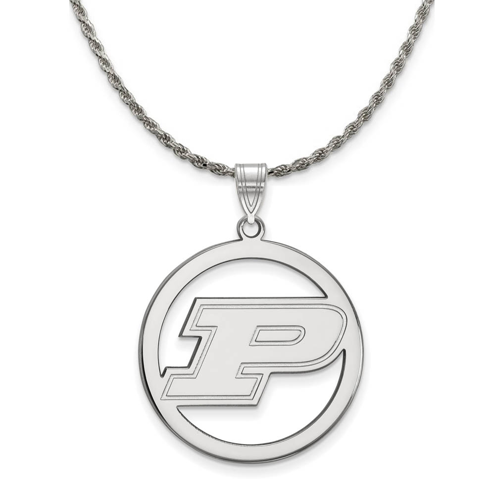 Sterling Silver Purdue Initial P Circle Necklace