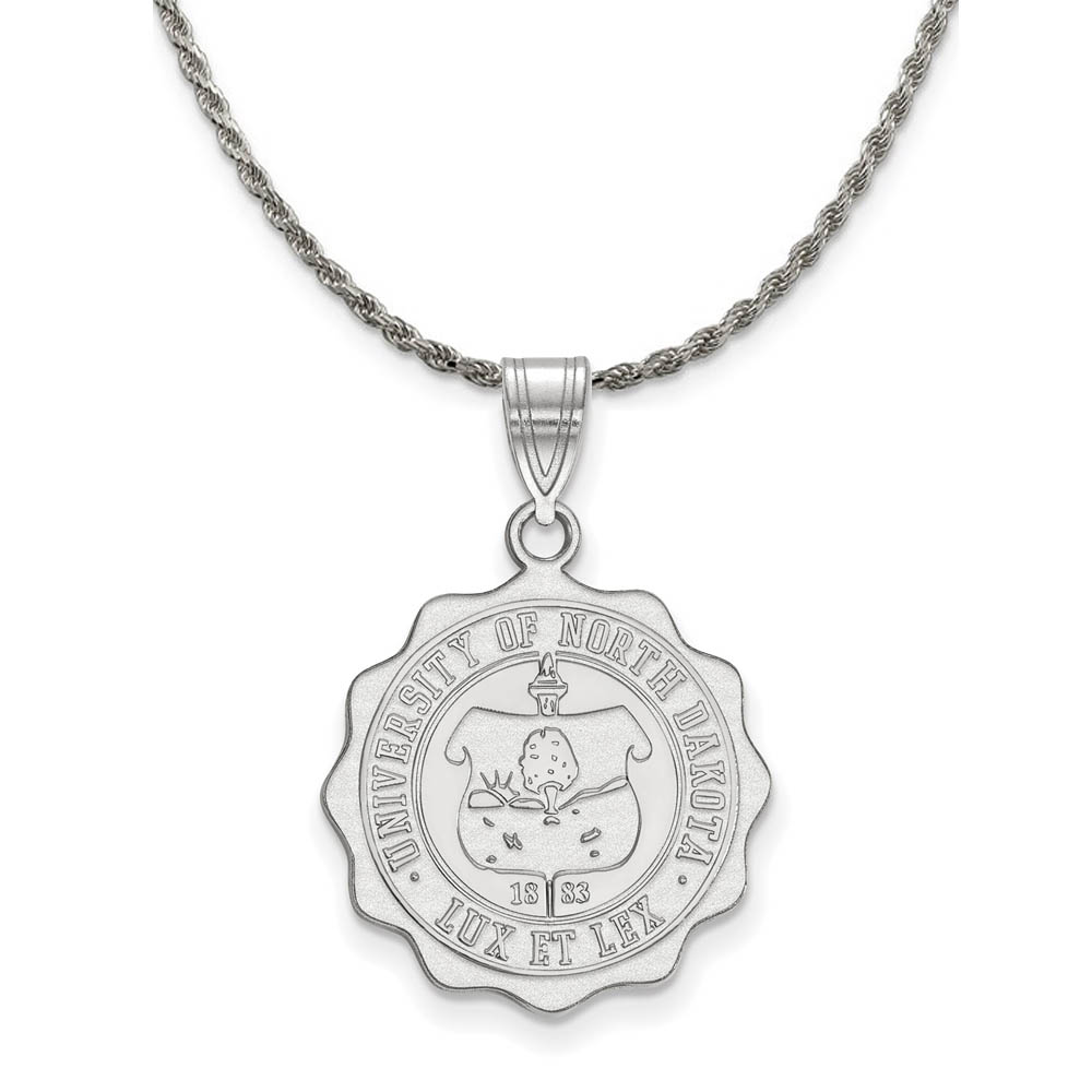 Sterling Silver North Dakota Crest Pendant Necklace