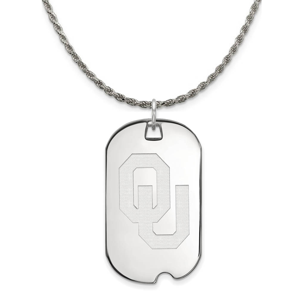 Sterling Silver U. of Oklahoma Sooners Dog Tag Necklace
