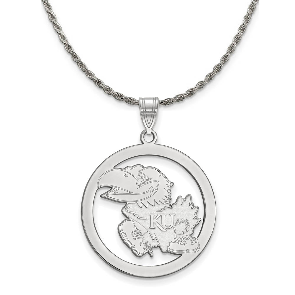Sterling Silver U. of Kansas Circle Pendant Necklace
