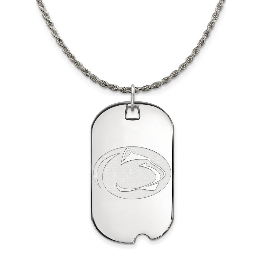 Sterling Silver Penn State Dog Tag Pendant Necklace