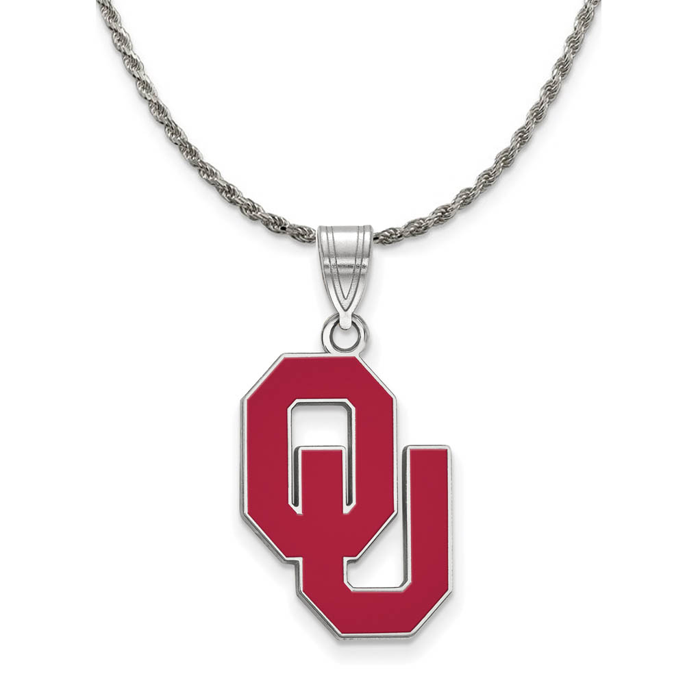 Sterling Silver U. of Oklahoma Enamel Pendant Necklace