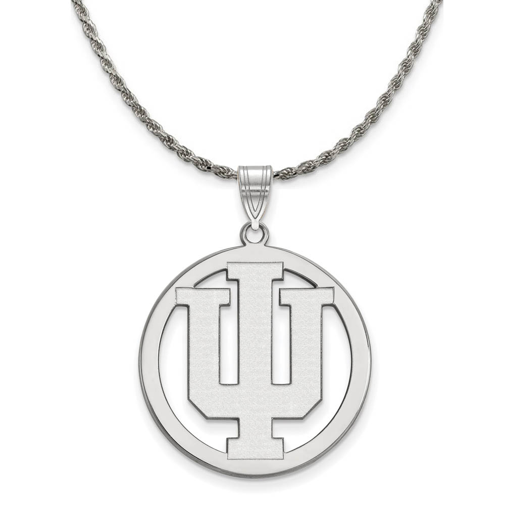 Sterling Silver Indiana U Circle Pendant Necklace