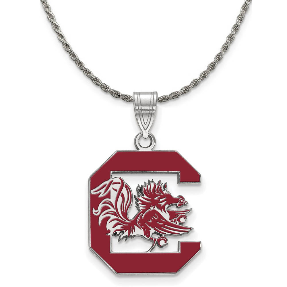 Sterling Silver South Carolina Red Enamel Necklace