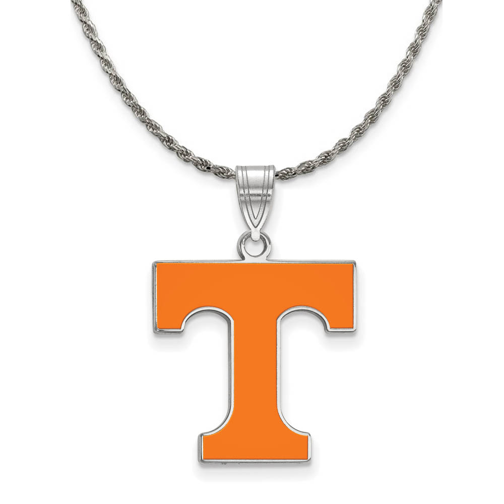 Sterling Silver U. of Tennessee Enamel 'T' Necklace