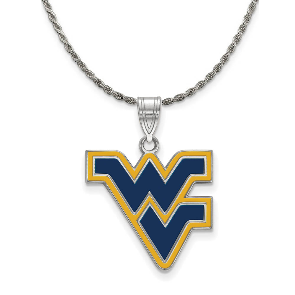Sterling Silver West Virginia U. Enamel Pendant Necklace