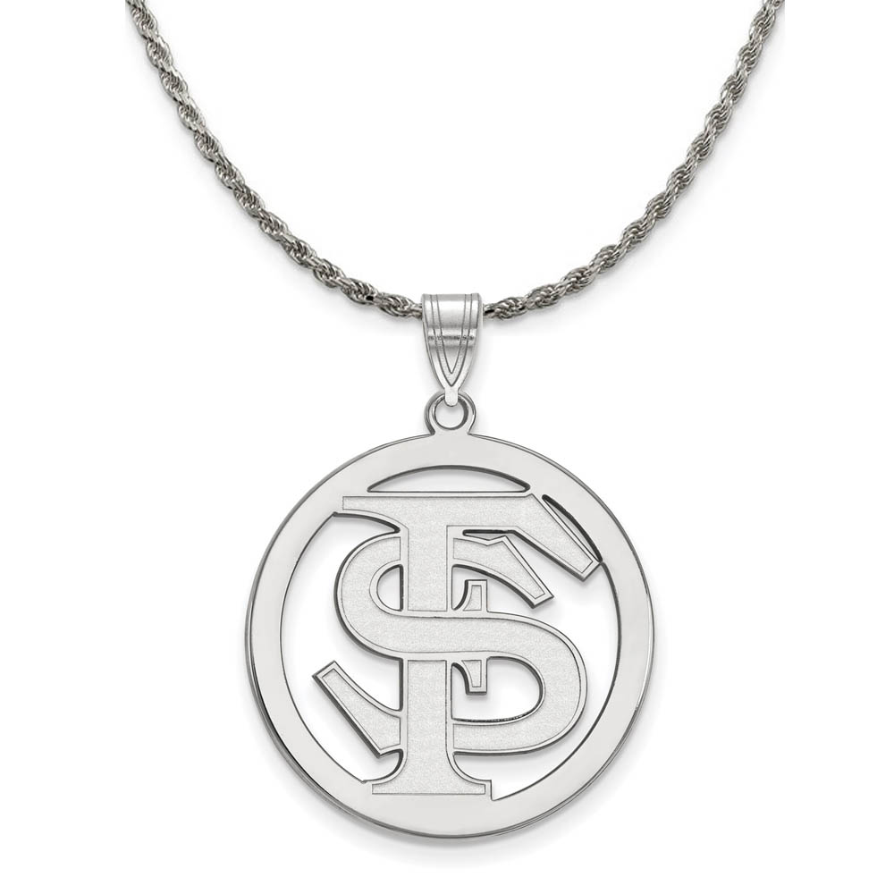 Sterling Silver Florida State Circle Pendant Necklace