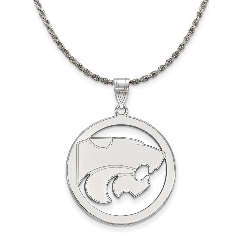 Sterling Silver Kansas State Circle Pendant Necklace