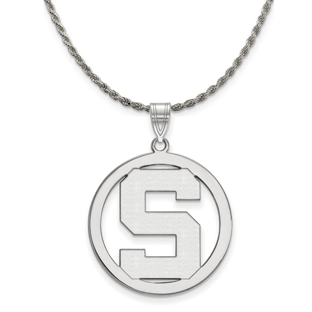 Sterling Silver Michigan State Circle Pendant Necklace