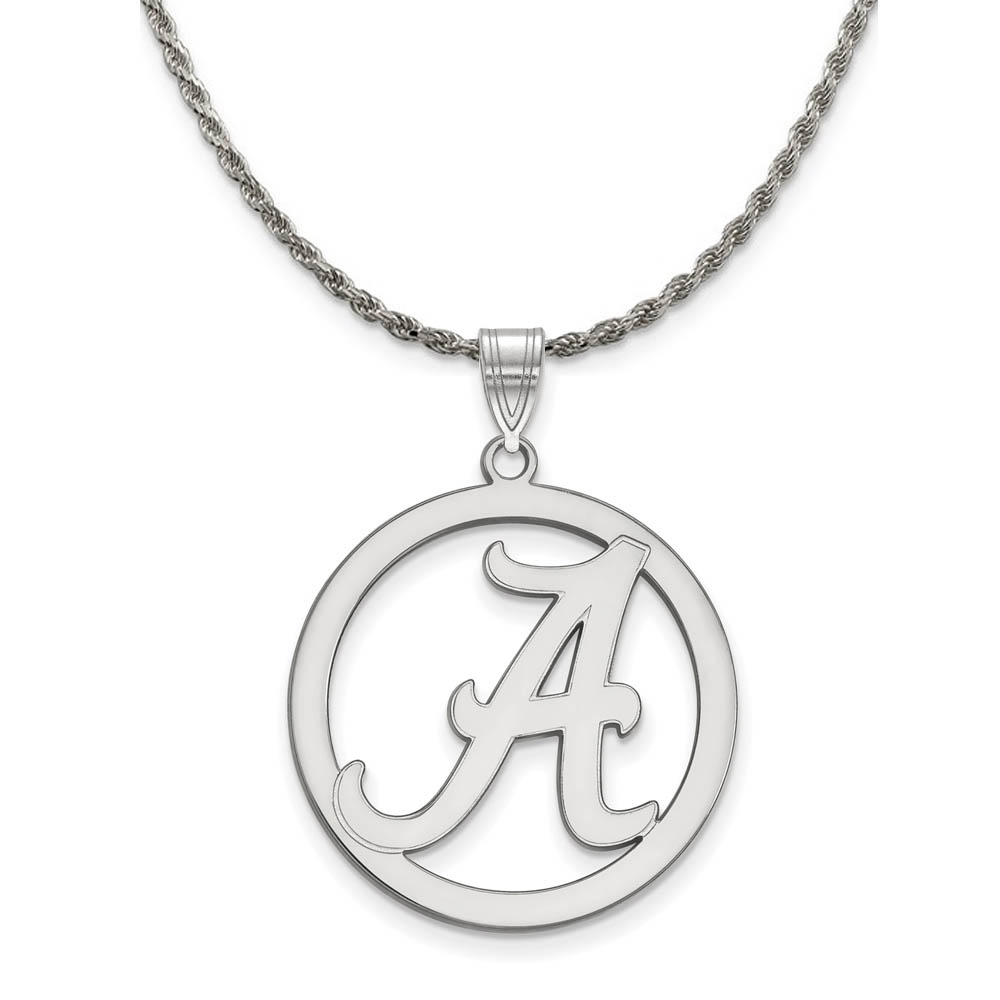 Sterling Silver U of Alabama Initial A Circle Pendant Necklace