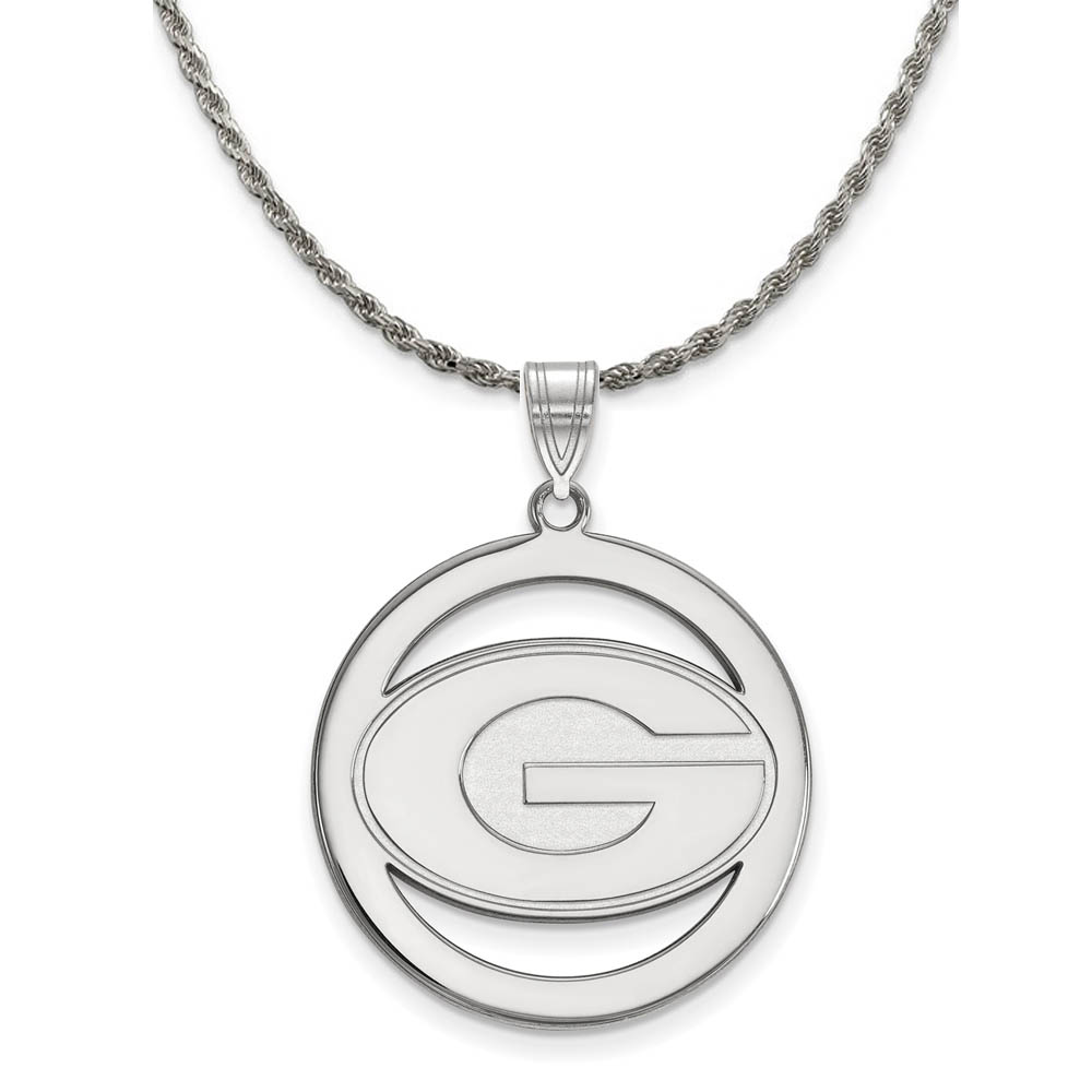 Sterling Silver U. of Georgia Circle Pendant Necklace