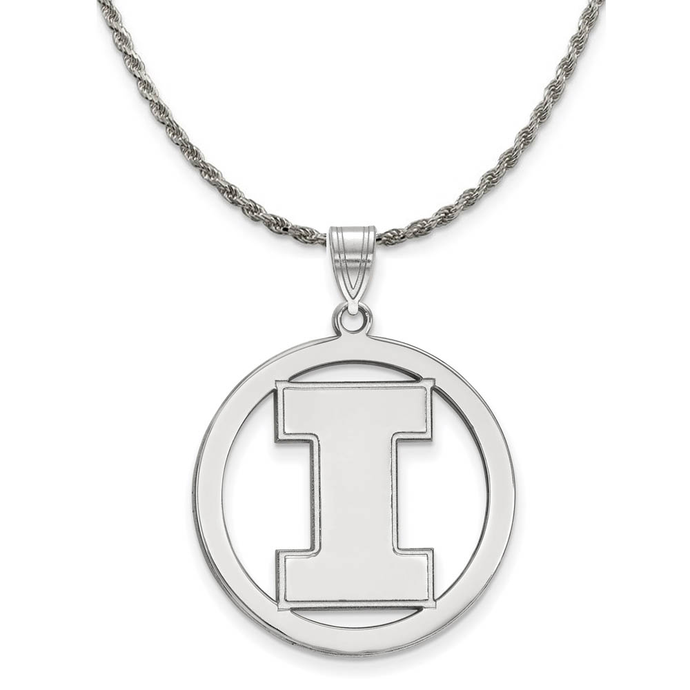Sterling Silver U. of Illinois Initial I Circle Necklace
