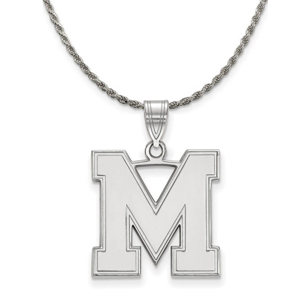 Sterling Silver U. of Memphis Large Initial Necklace