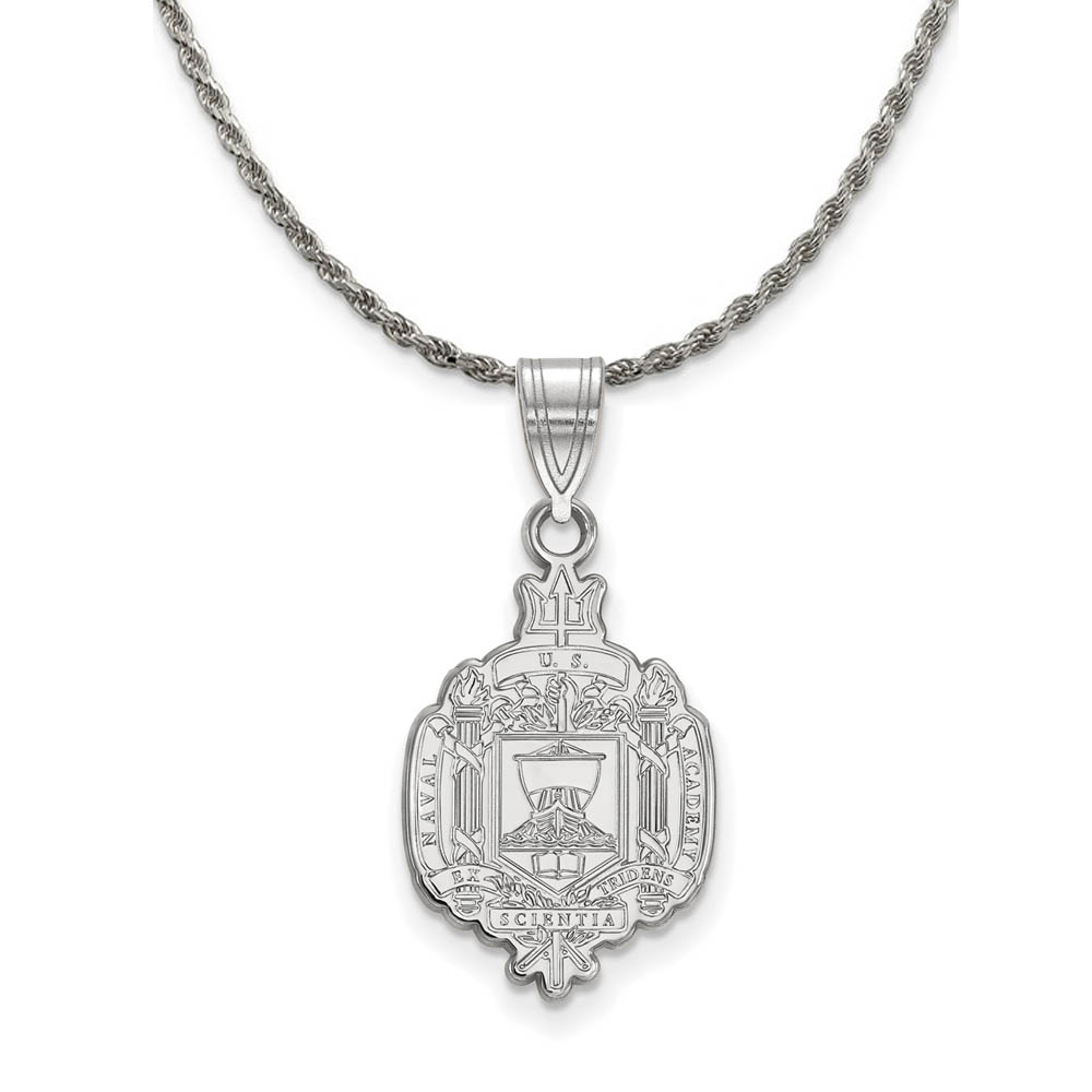 Sterling Silver U.S. Navy Large Crest Pendant Necklace