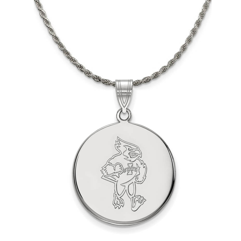 Sterling Silver Iowa State Cyclones Lg Disc Necklace