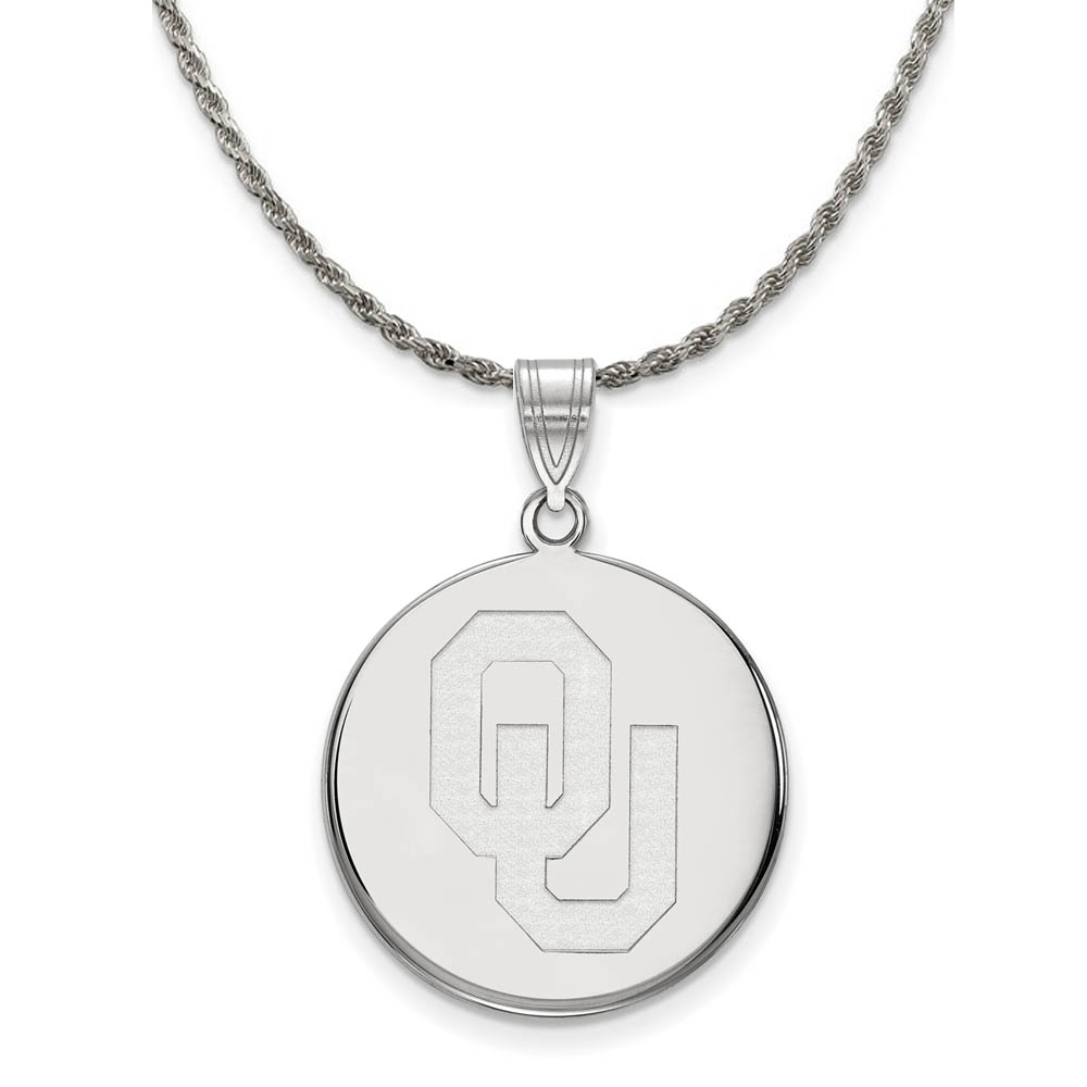 Sterling Silver U. of Oklahoma 'OU' Disc Necklace