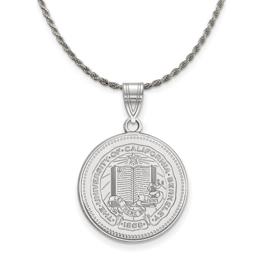 Sterling Silver California Berkeley Crest Disc Pendant Necklace