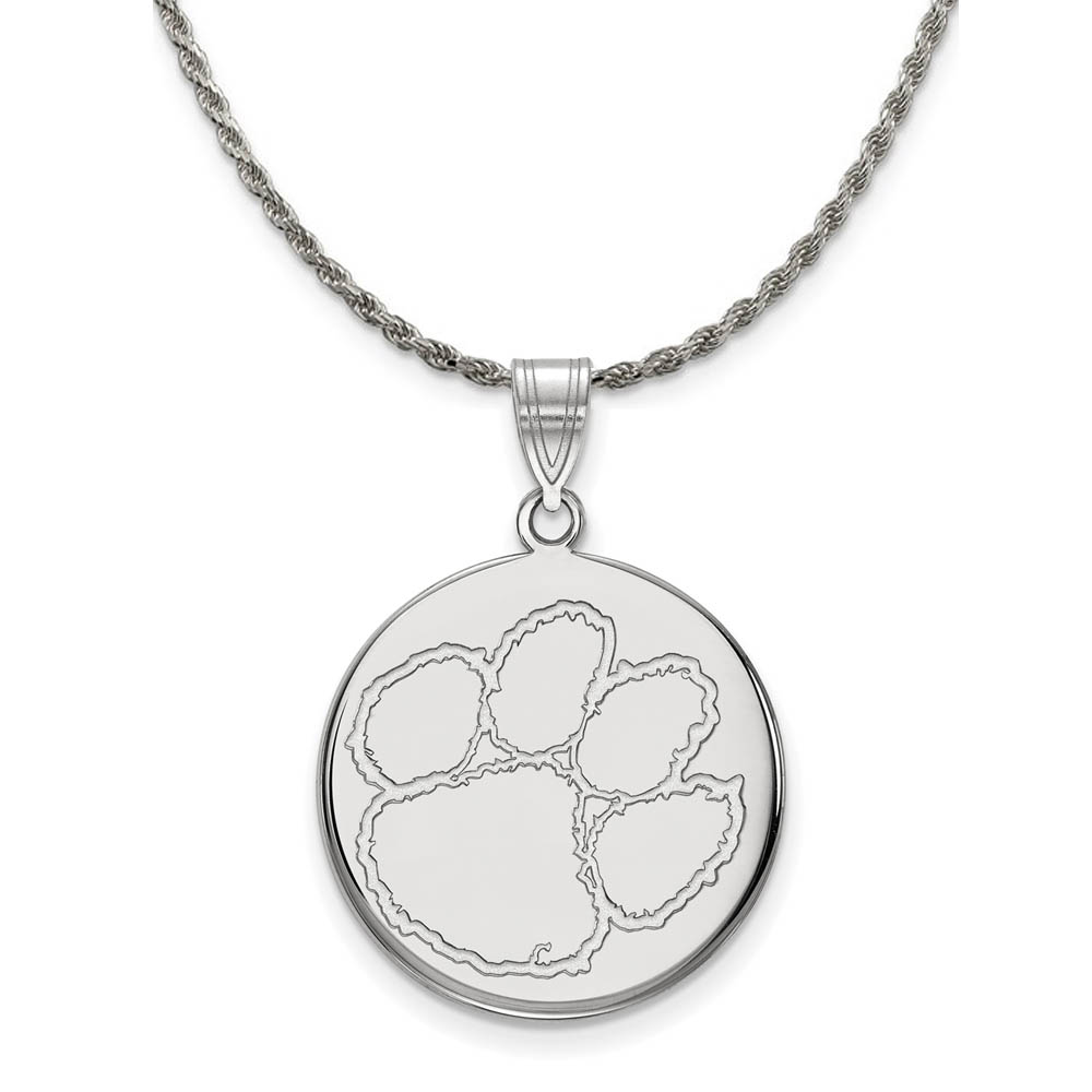 Sterling Silver Clemson U Disc Pendant Necklace