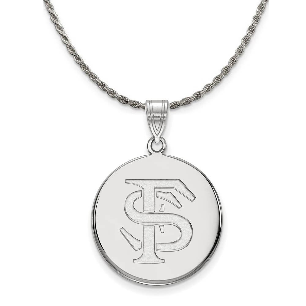 Sterling Silver Florida State 'FS' Disc Necklace