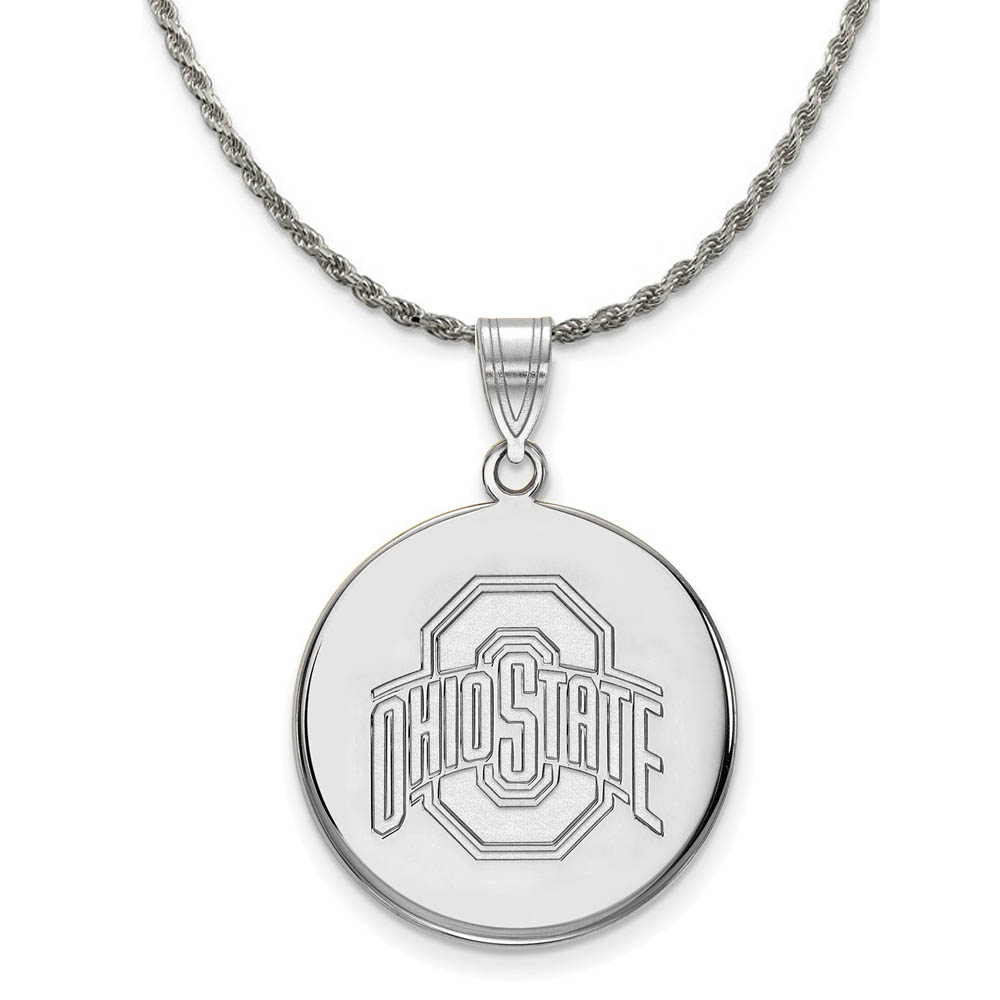 Sterling Silver Ohio State Lg Logo Disc Pendant Necklace