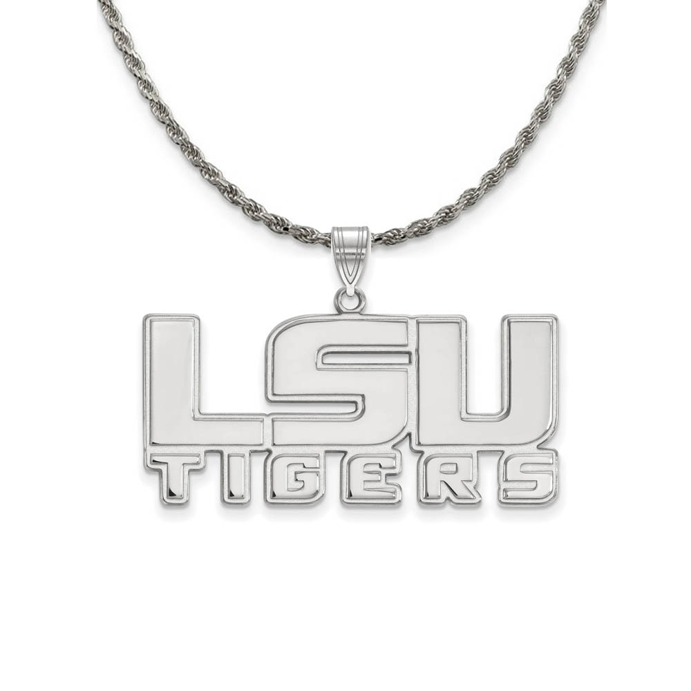 Sterling Silver Louisiana State Lg 'LSU TIGERS' Necklace