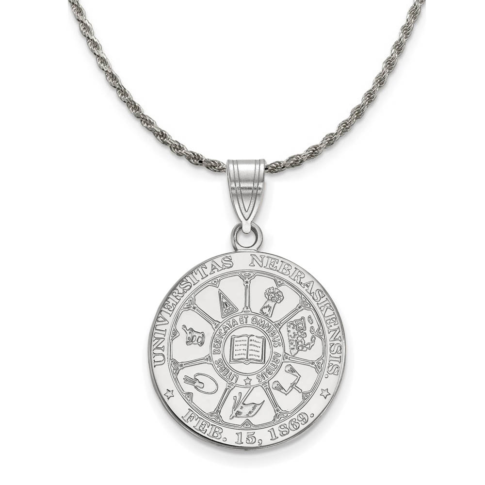 Sterling Silver U. of Nebraska Crest Disc Necklace