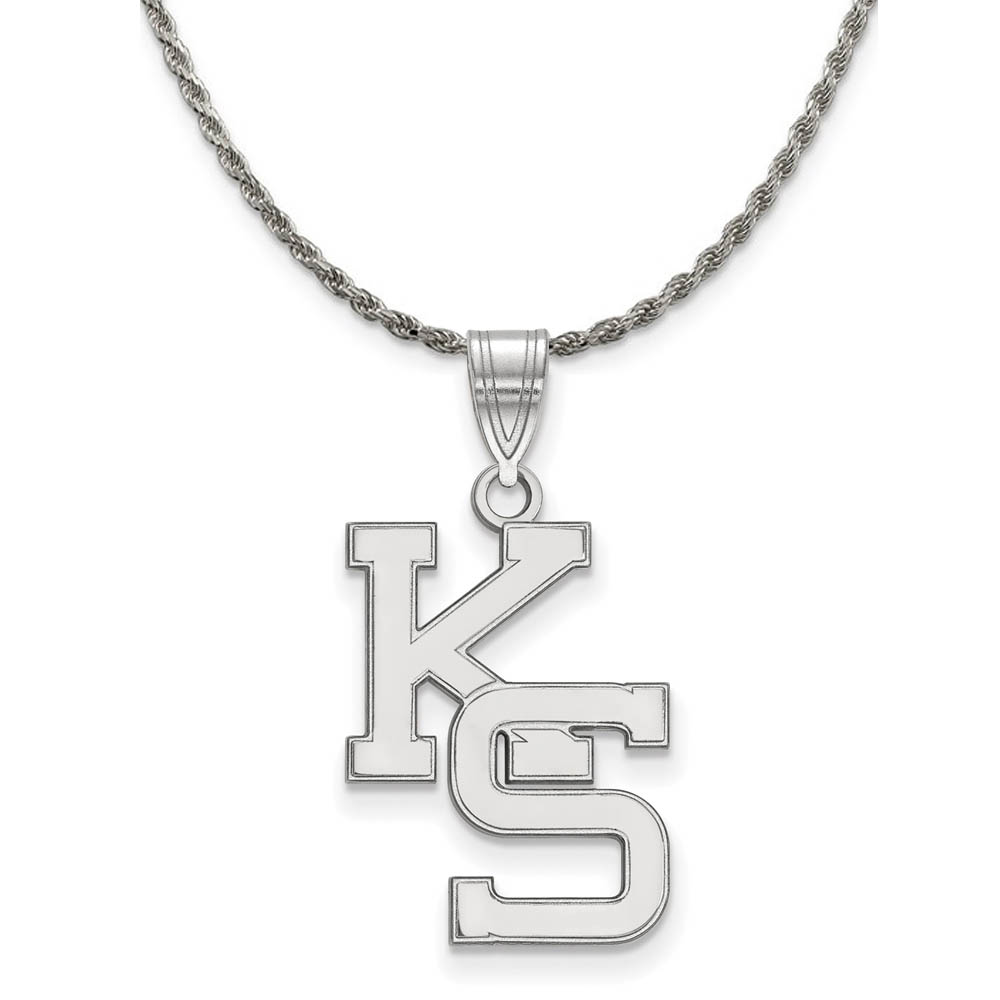 Sterling Silver Kansas State 'KS' Pendant Necklace